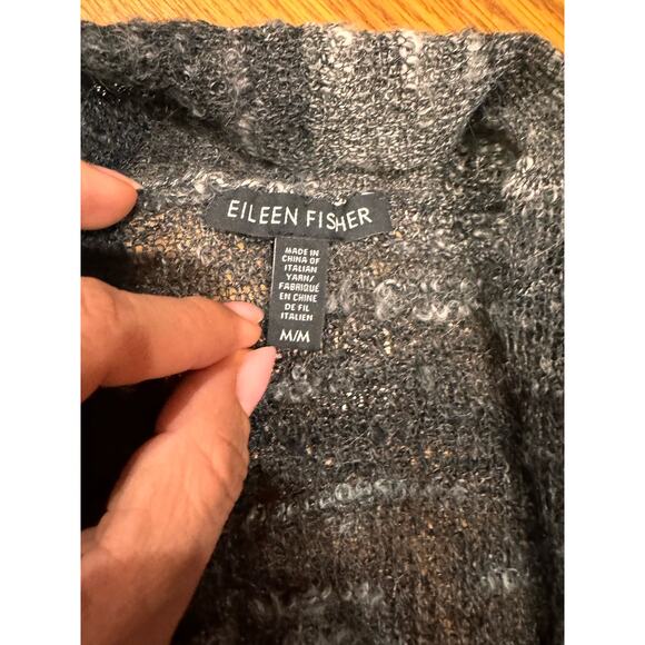 Eileen Fisher Black Ash Mohair Wool Ombre Long Shaped  Cardigan  size m - Picture 5 of 6